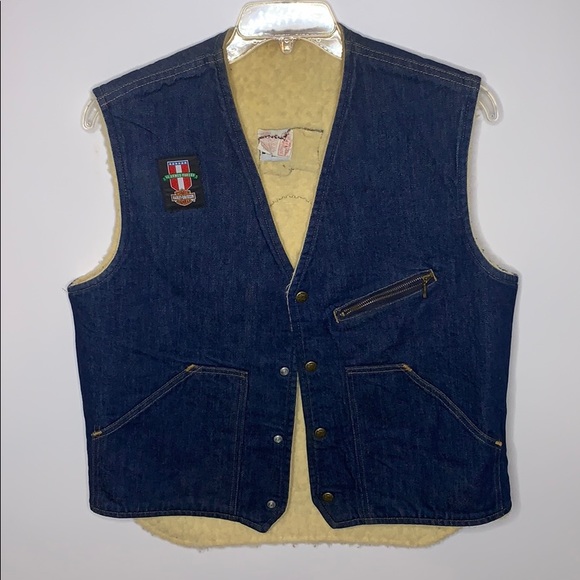 Vintage Denim Wool lined Vest Harley Davidson - Picture 2 of 9